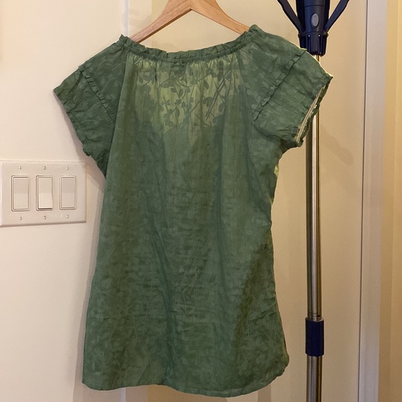 Calvin Klein green floral button blouse - Picture 2 of 4